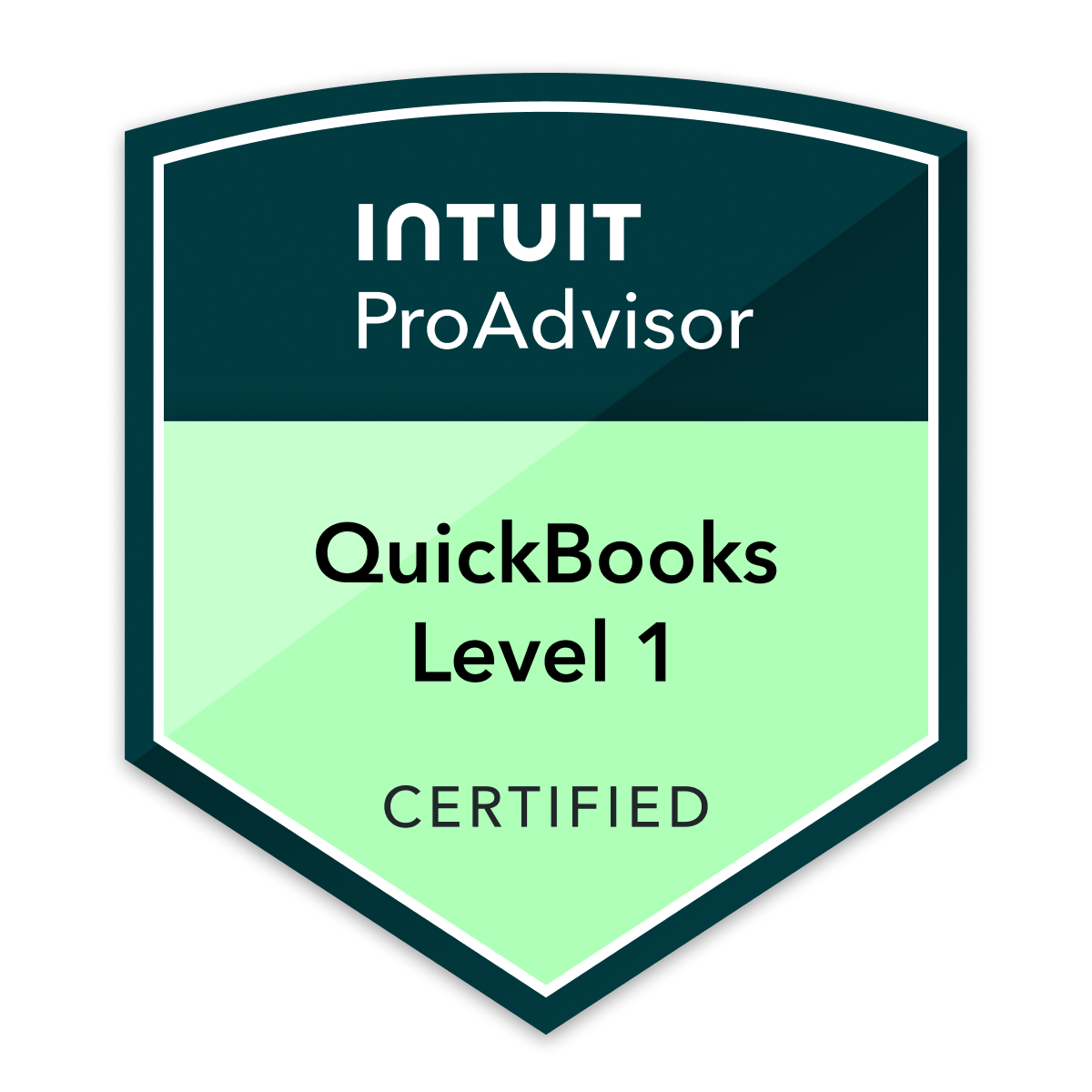 Intuit QuickBooks Certification Level 1 badge